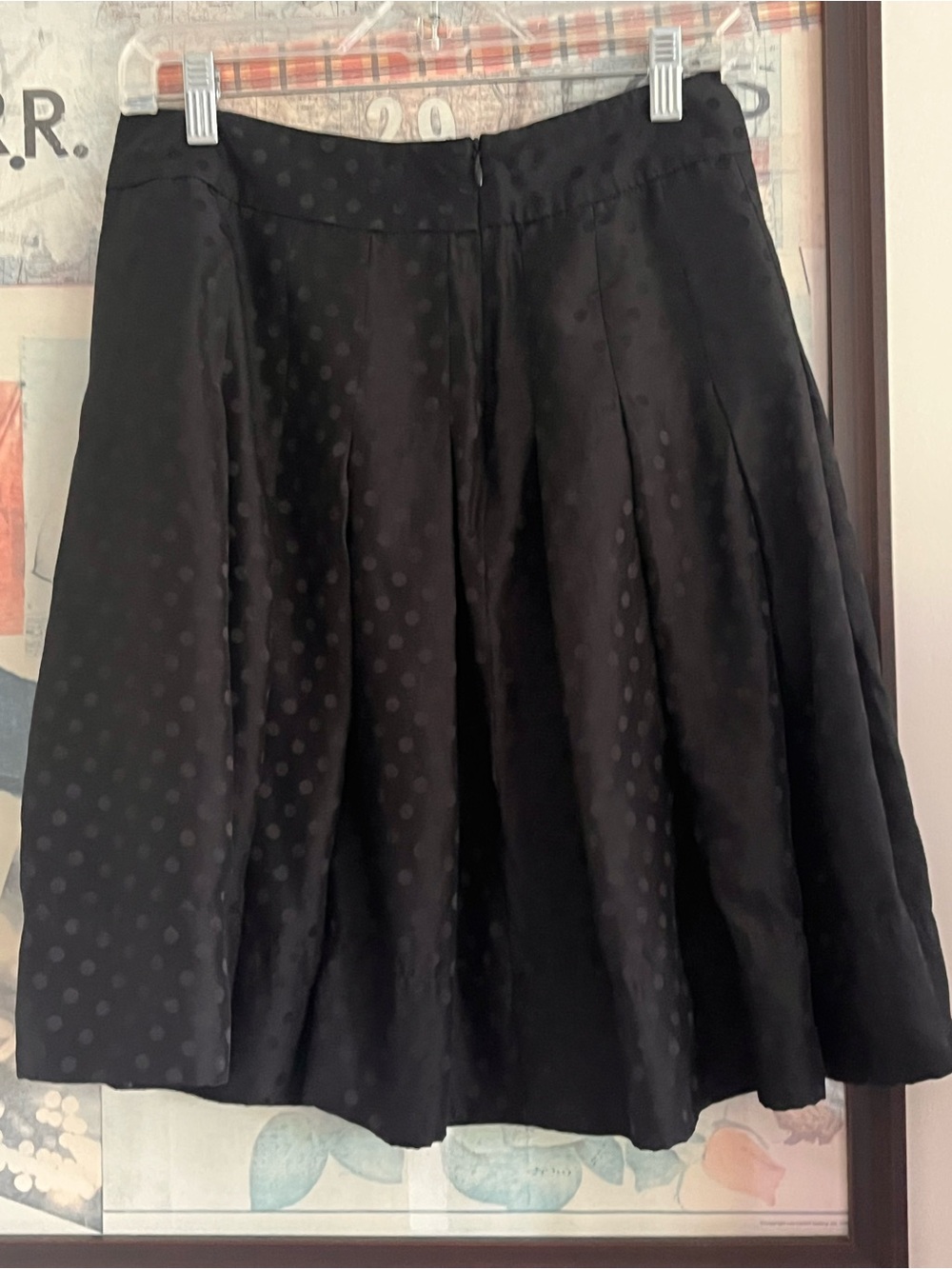 Vintage 100% Silk Jacob Black Polka Dot Pleated Skirt S/M - Picture 3 of 7